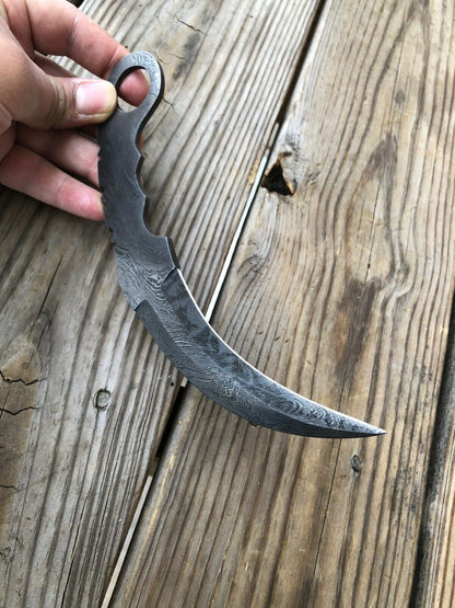 Custom HAND FORGED DAMASCUS STEEL Karambit BLADE FULL TANG - SUSA KNIVES