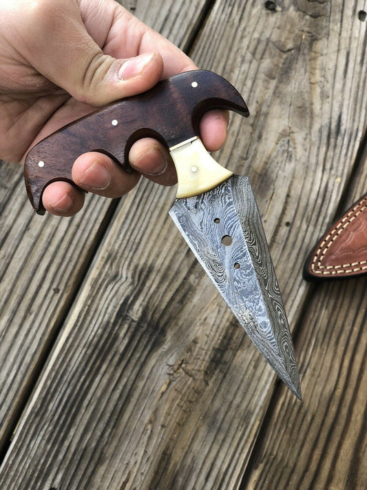 CUSTOM HAND FORGED DAMASCUS COMBAT DAGGER Boot KNIFE - SUSA KNIVES