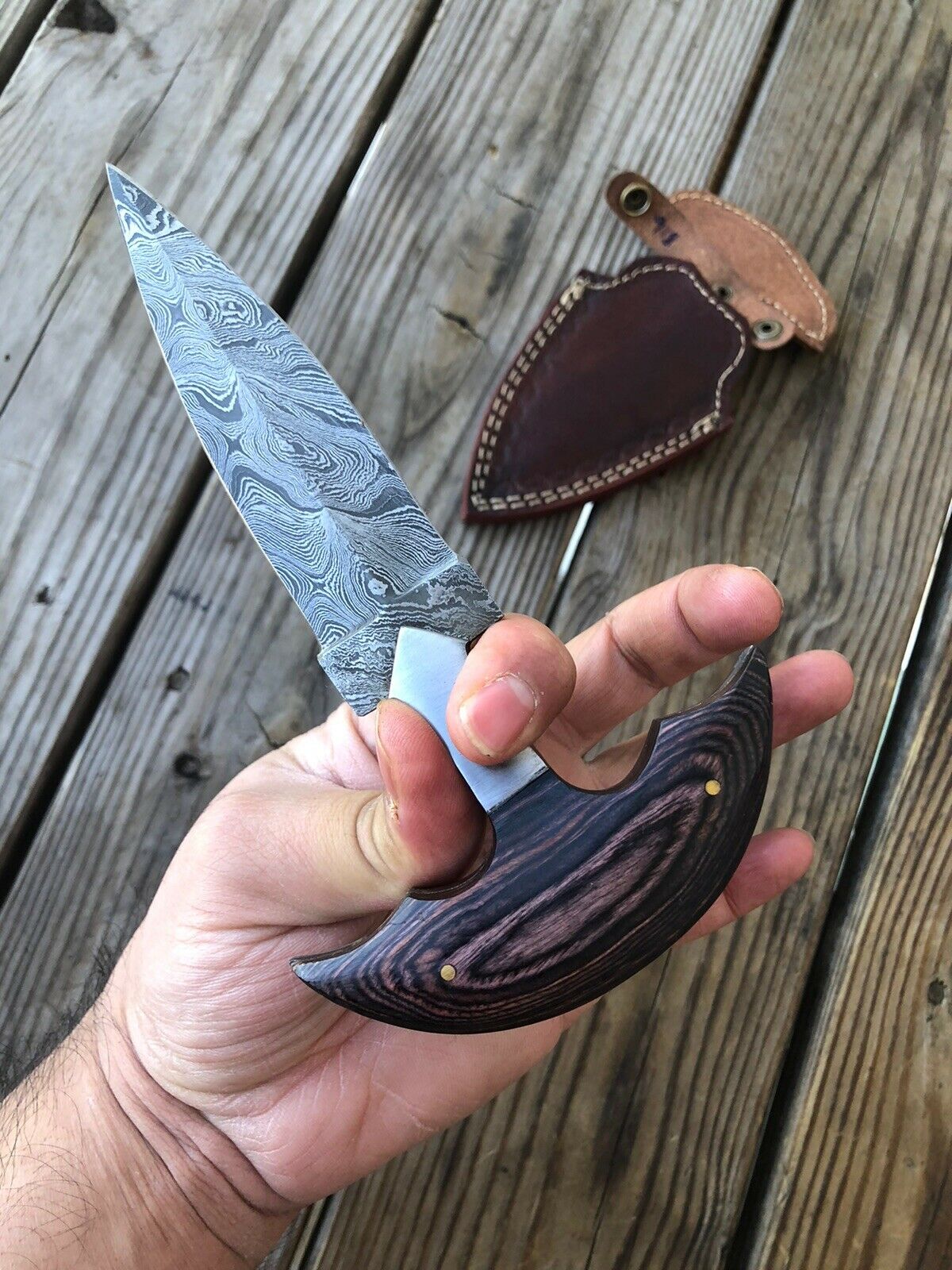 CUSTOM HAND FORGED DAMASCUS COMBAT DAGGER Boot KNIFE - SUSA KNIVES