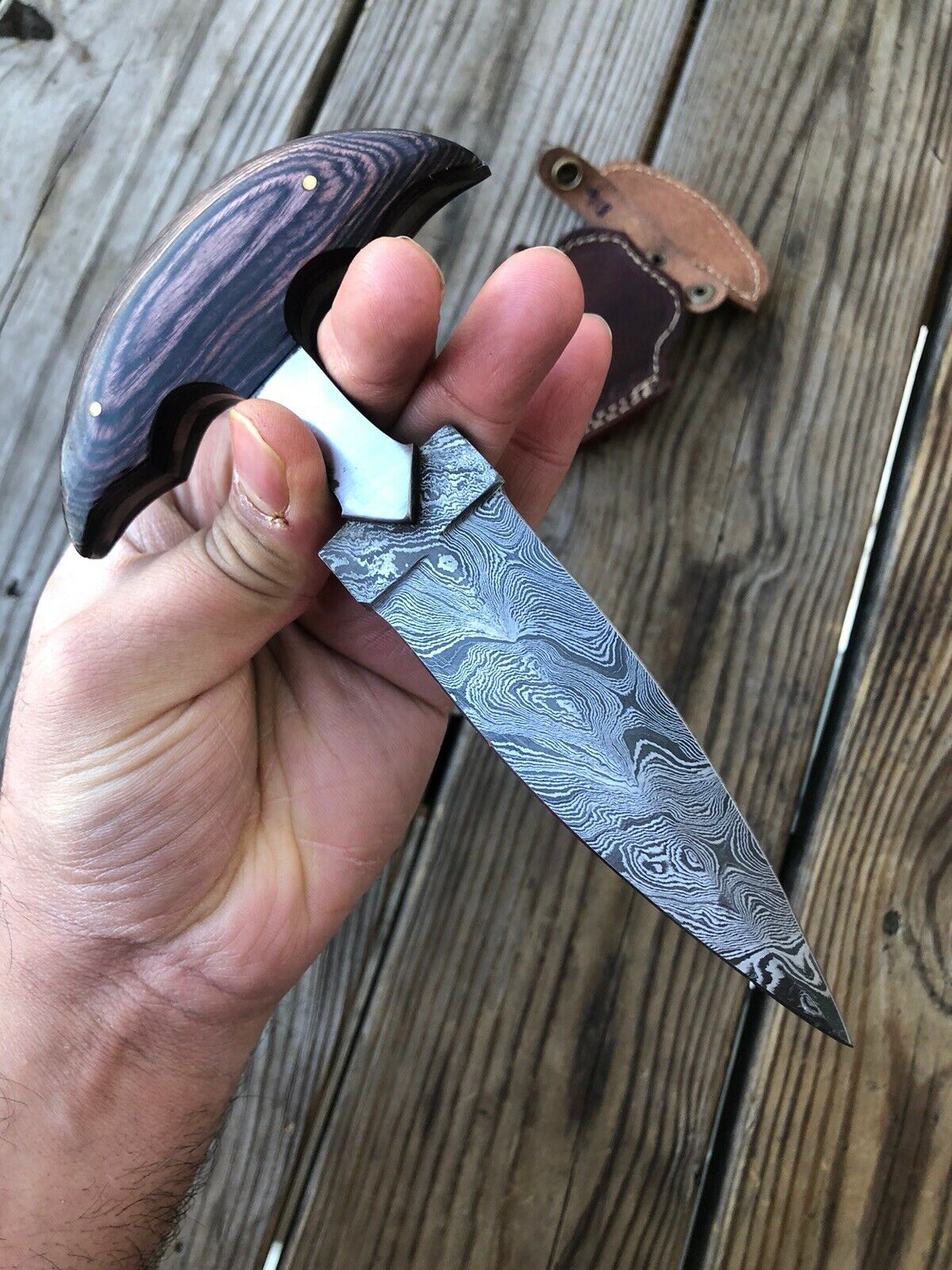CUSTOM HAND FORGED DAMASCUS COMBAT DAGGER Boot KNIFE - SUSA KNIVES