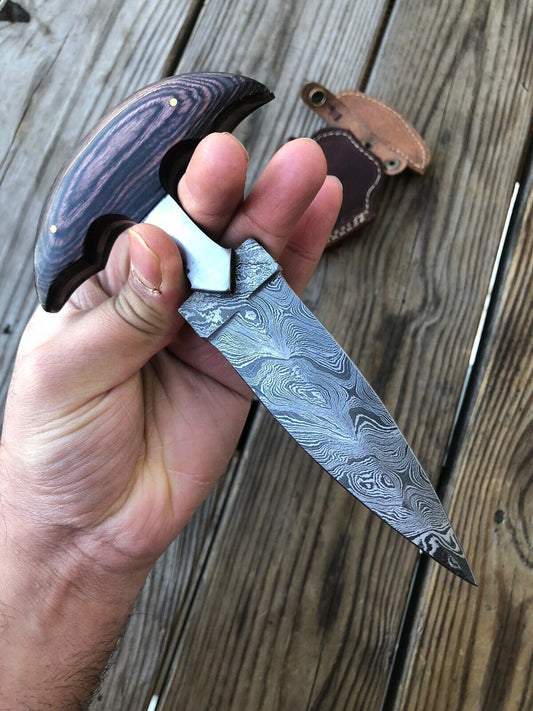 CUSTOM HAND FORGED DAMASCUS COMBAT DAGGER Boot KNIFE - SUSA KNIVES