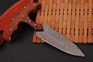 CUSTOM HAND FORGED DAMASCUS COMBAT DAGGER KNIFE w/rose wood handle - SUSA KNIVES