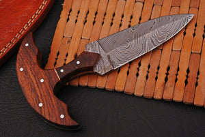 CUSTOM HAND FORGED DAMASCUS COMBAT DAGGER KNIFE w/rose wood handle - SUSA KNIVES