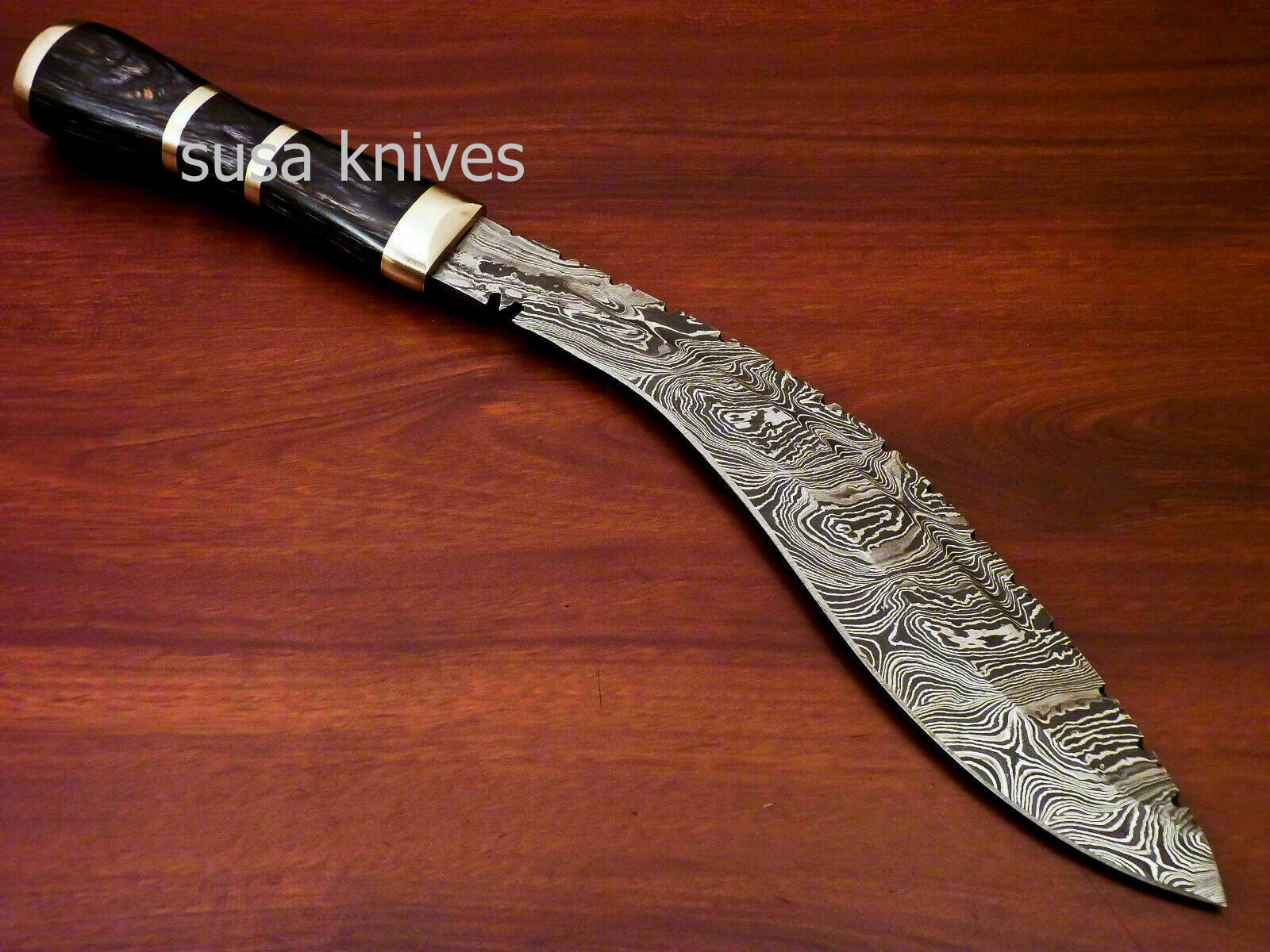 Custom Handmade Damascus Steel Kukri Knife[Sheath] Hard Wood Handle - SUSA KNIVES