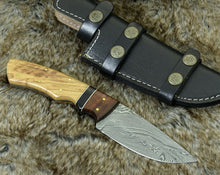 Load image into Gallery viewer, Damascus Knife Damascus Steel hunting Knife 9” Olive Wood handle full tang - SUSA KNIVES

