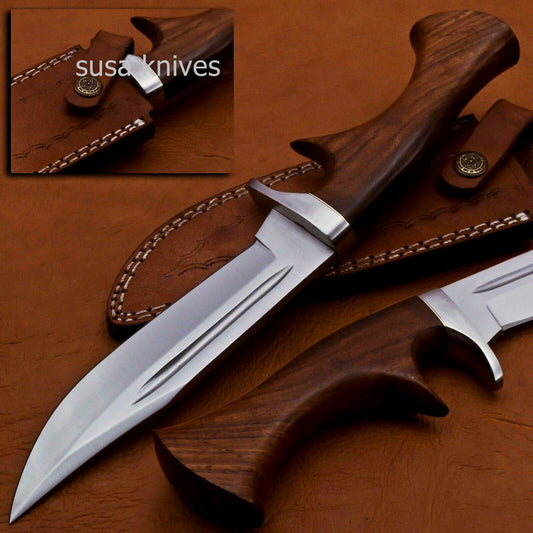Handmade D2 Steenless Steel 11.00 Inches Bowie Knive Rose Wood Handle - SUSA KNIVES