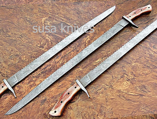 CUSTOM HAND MADE DAMASCUS STEEL HUNTING SWORD KNIFE. - SUSA KNIVES