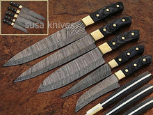 Load image into Gallery viewer, EST CUSTOM MADE DAMASCUS BLADE 5Pcs. CHEF/KITCHEN KNIVES SET - SUSA KNIVES
