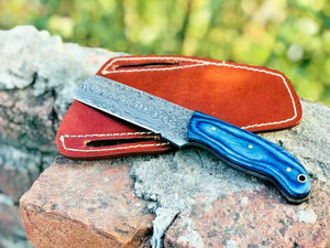 custom handmade damascus steel RAIN DROP PATTREN bull cutter knife - SUSA KNIVES