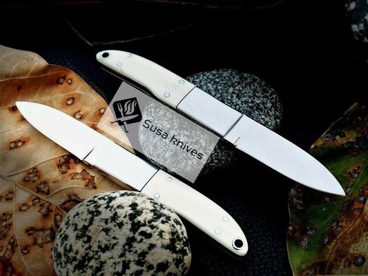 CUSTOM MADE, MIRROR POLISHED 440 C,MAMMOTH HANDLE HUNTING / FIGHTING KNIFE - SUSA KNIVES