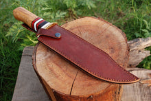 Load image into Gallery viewer, 13 Inch”HAND FORGED DAMASCUS STEEL Hunting Bowie Knife w/Olive Wood Handle - SUSA KNIVES
