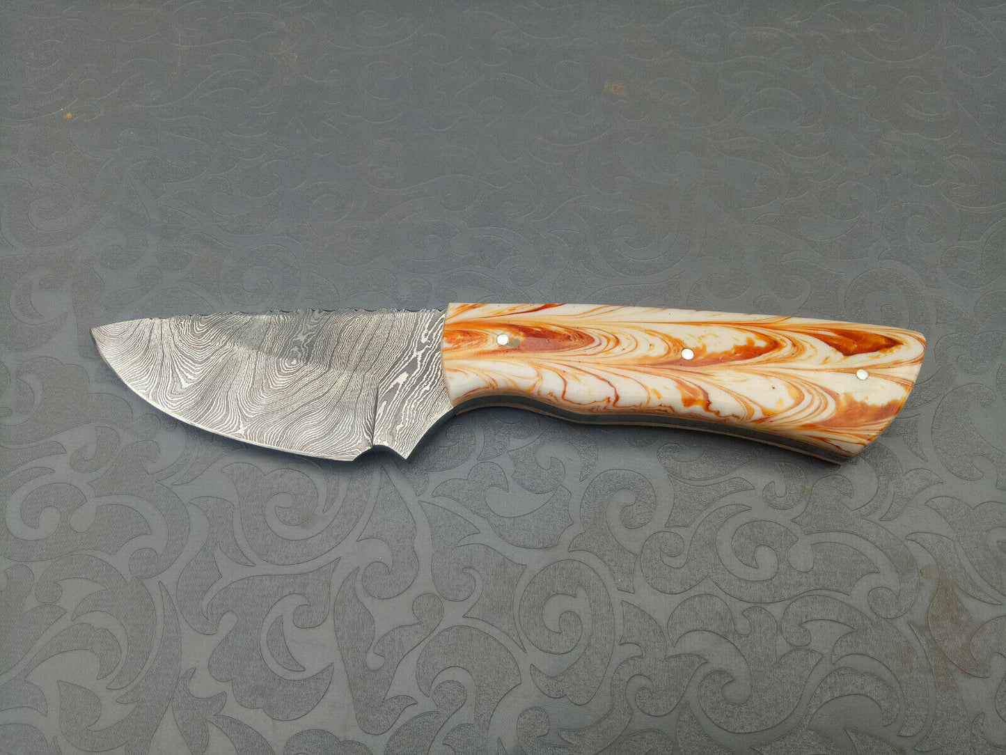 CUSTOM HANDMADE DAMASCUS STEEL FULL TANG HUNTING/SKINNER KNIFE - SUSA KNIVES