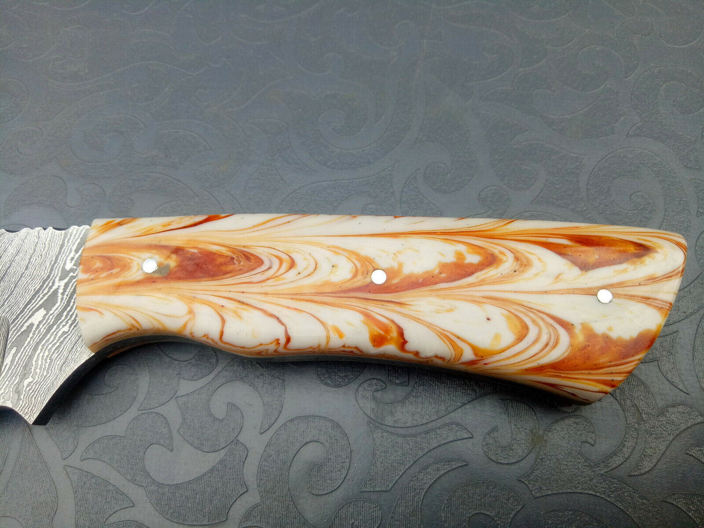 CUSTOM HANDMADE DAMASCUS STEEL FULL TANG HUNTING/SKINNER KNIFE - SUSA KNIVES