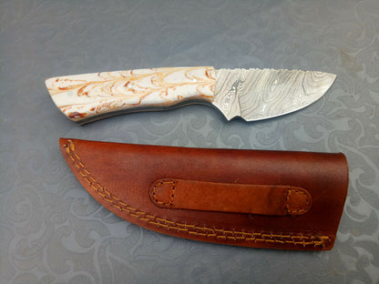 CUSTOM HANDMADE DAMASCUS STEEL FULL TANG HUNTING/SKINNER KNIFE - SUSA KNIVES