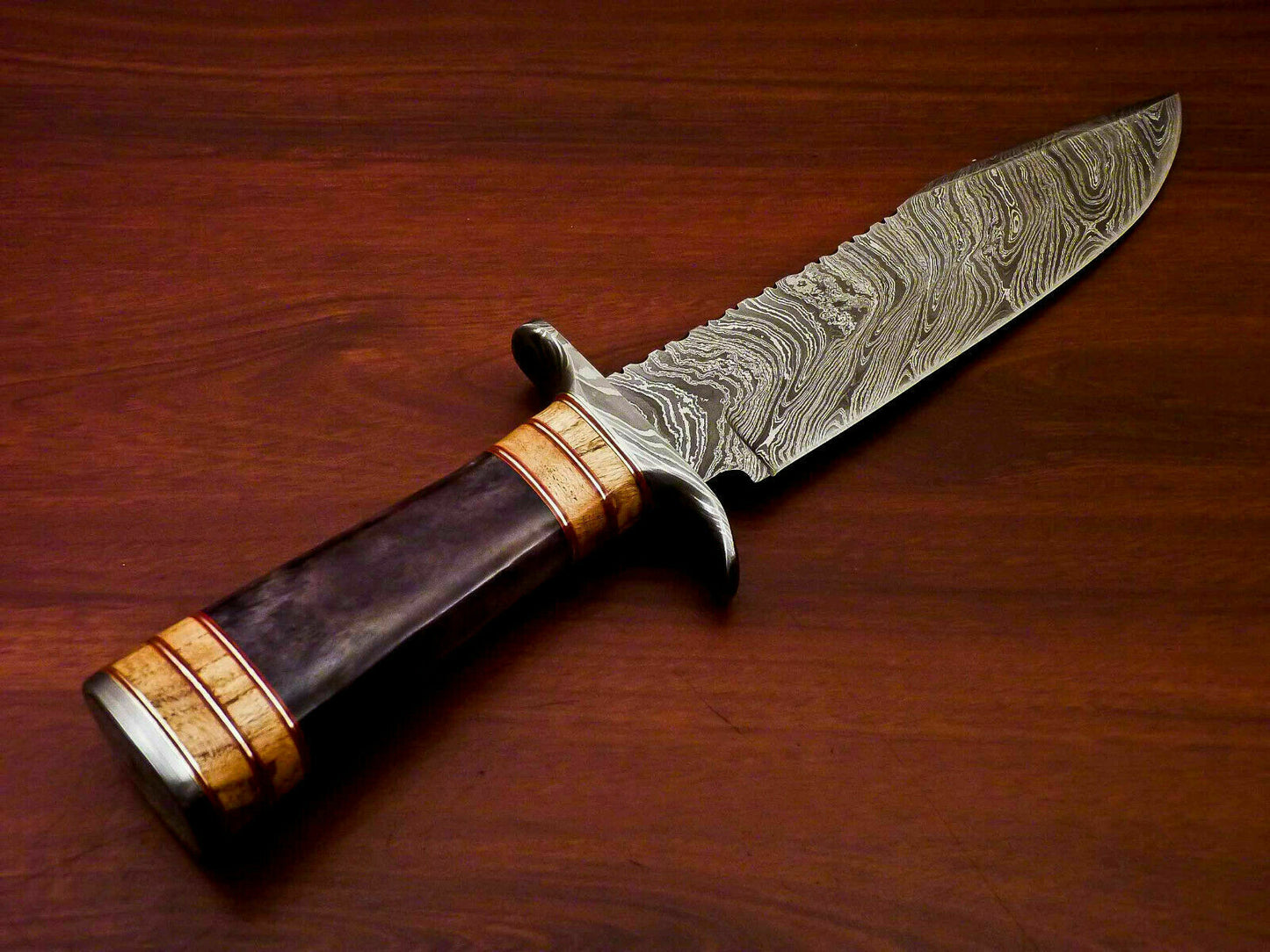 Amazing Custom Handmade Damascus Steel Hunting Knife Stained Camel Bone Handle - SUSA KNIVES