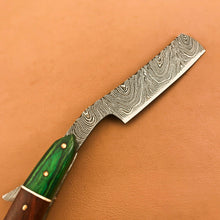 Load image into Gallery viewer, Superb Custom Damascus Steel Folding Handmade Sharp Blade Razors Natural Wood - SUSA KNIVES
