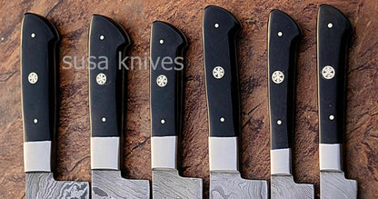 CUSTOM MADE DAMASCUS BLADE 6Pcs. CHEF/KITCHEN KNIVES SET - SUSA KNIVES