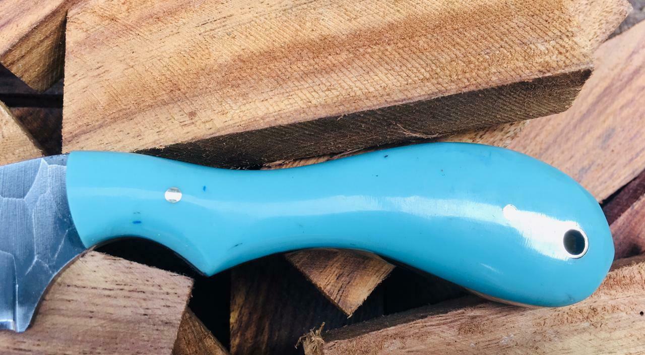 HANDMADE STEEL BULL CUTTER KNIFE WITH RESIN HANDLE AND PINS - SUSA KNIVES