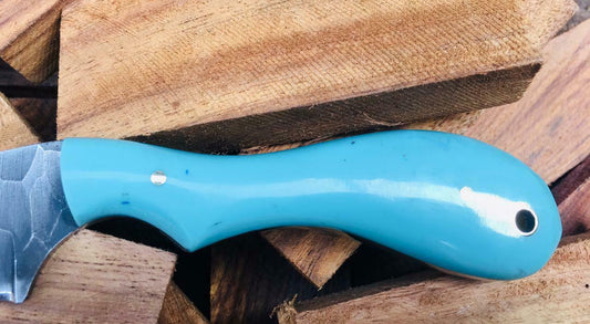 HANDMADE STEEL BULL CUTTER KNIFE WITH RESIN HANDLE AND PINS - SUSA KNIVES