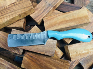 HANDMADE STEEL BULL CUTTER KNIFE WITH RESIN HANDLE AND PINS - SUSA KNIVES