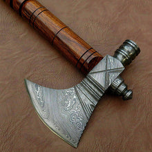 Load image into Gallery viewer, HANDMADE DAMASCUS STEEL TOMAHAWK AXE HATCHET WOOD HANDLE. - SUSA KNIVES

