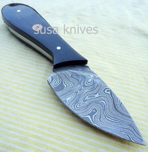 Customized Handmade Damascus Steel Black dragon skinner Knife - SUSA KNIVES
