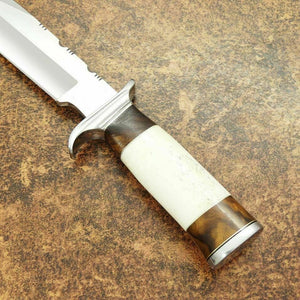 Beautiful Custom Handmade D2 Steel Hunting Knife | Sheath | Camel Bone Handle - SUSA KNIVES