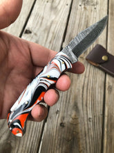 Load image into Gallery viewer, Custom HAND FORGED DAMASCUS STEEL Folding Pocket Knife W/ Back Lock - SUSA KNIVES
