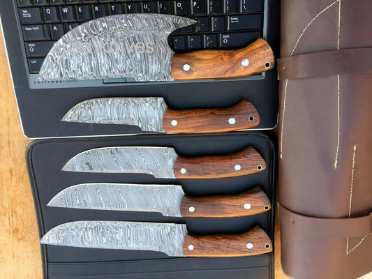 MURT ART CUSTOM HANDMADE DAMASCUS STEEL CHEF SET KNIVES - SUSA KNIVES