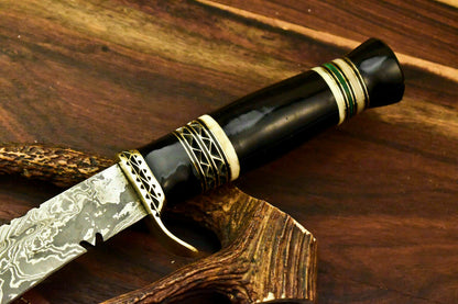 Custom Handmade Damascus Steel Kukri Knife | Sheath | Buffalo Horn Handle. - SUSA KNIVES