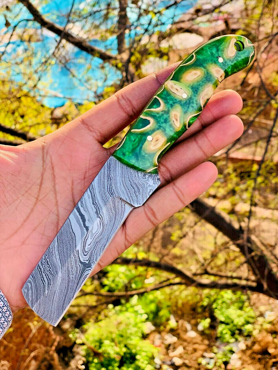 custom handmade damascus steel bull cutter knife - SUSA KNIVES
