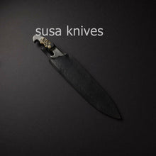 Load image into Gallery viewer, CUSTOM HANDMADE DAMASCUS BOWIE KNIFE WITH LEATHER SHEATH - SUSA KNIVES
