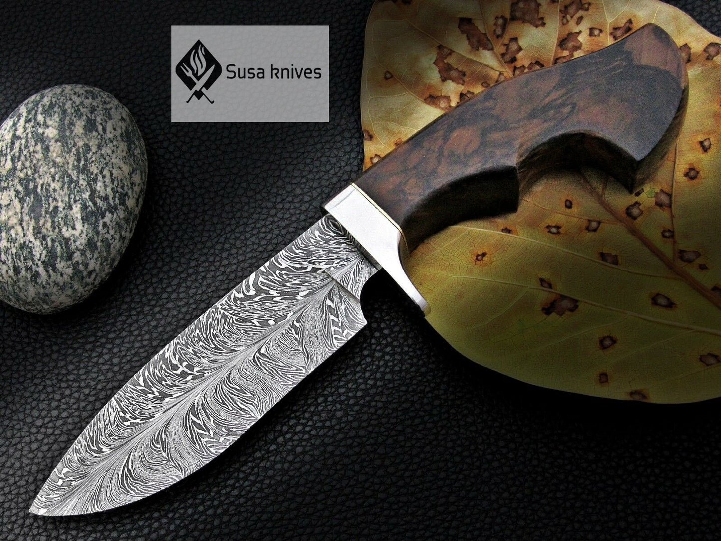 CUSTOM MADE, FEATHER PATTERN,SCENIC HANDLE, OUTDOOR HUNTING, FIGHTING CLAW KNIFE - SUSA KNIVES