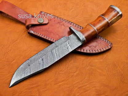 Handmade Damascus Steel 12.00 Inches Damascus Steel Bowie Knive - SUSA KNIVES