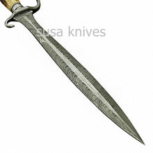 Load image into Gallery viewer, Beautiful Custom Handmade Damascus Steel Sword [Sheath] Stag Horn Handle - SUSA KNIVES
