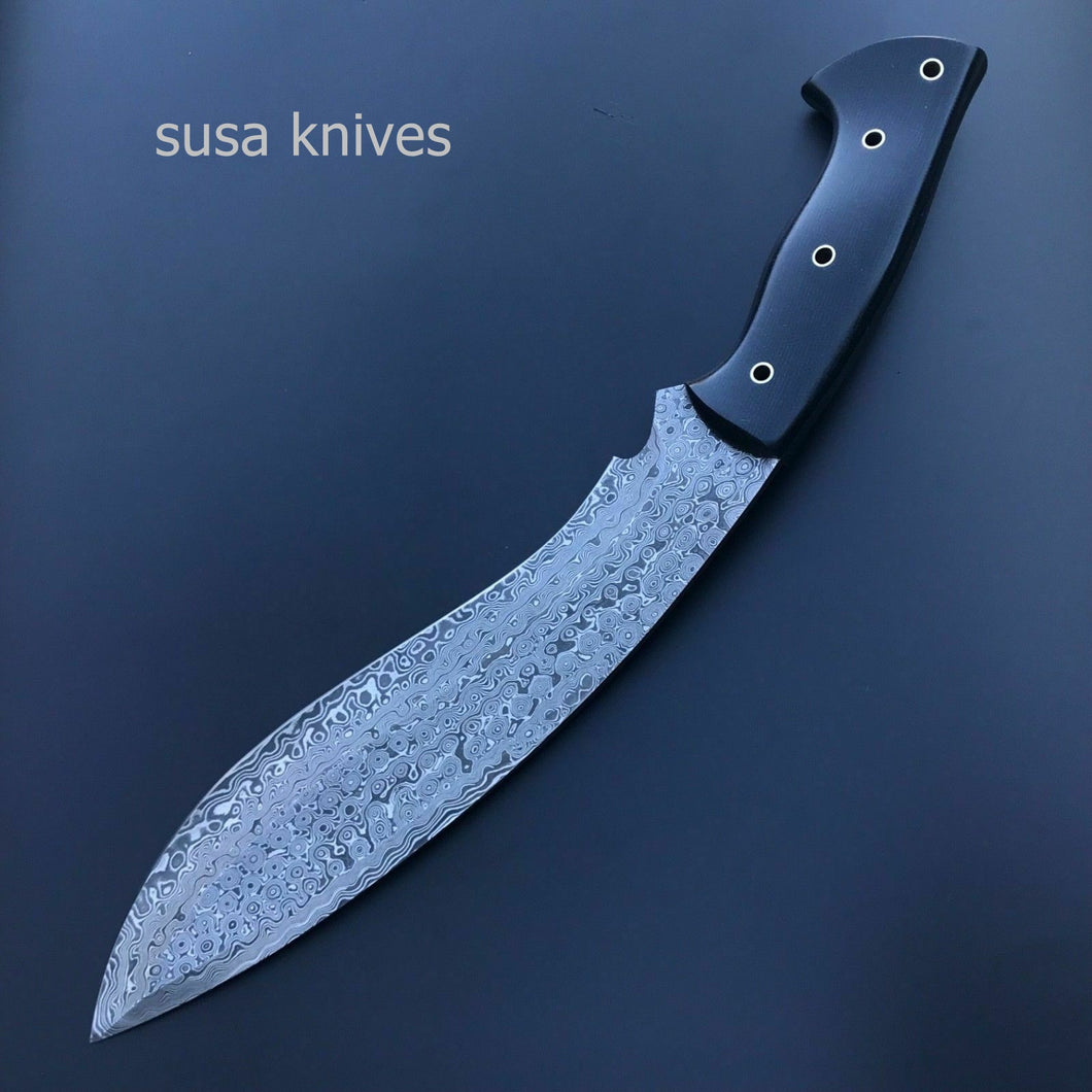 Custom Handmade Damascus Steel Amazing Kukri Knife With Black Micarta Handle - SUSA KNIVES