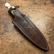 Load image into Gallery viewer, CUSTOM HANDMADE CHEF KITCHEN KNIFE D2 STEEL BEAUTIFUL CAMEL BONE -LEATHER SHEATH - SUSA KNIVES
