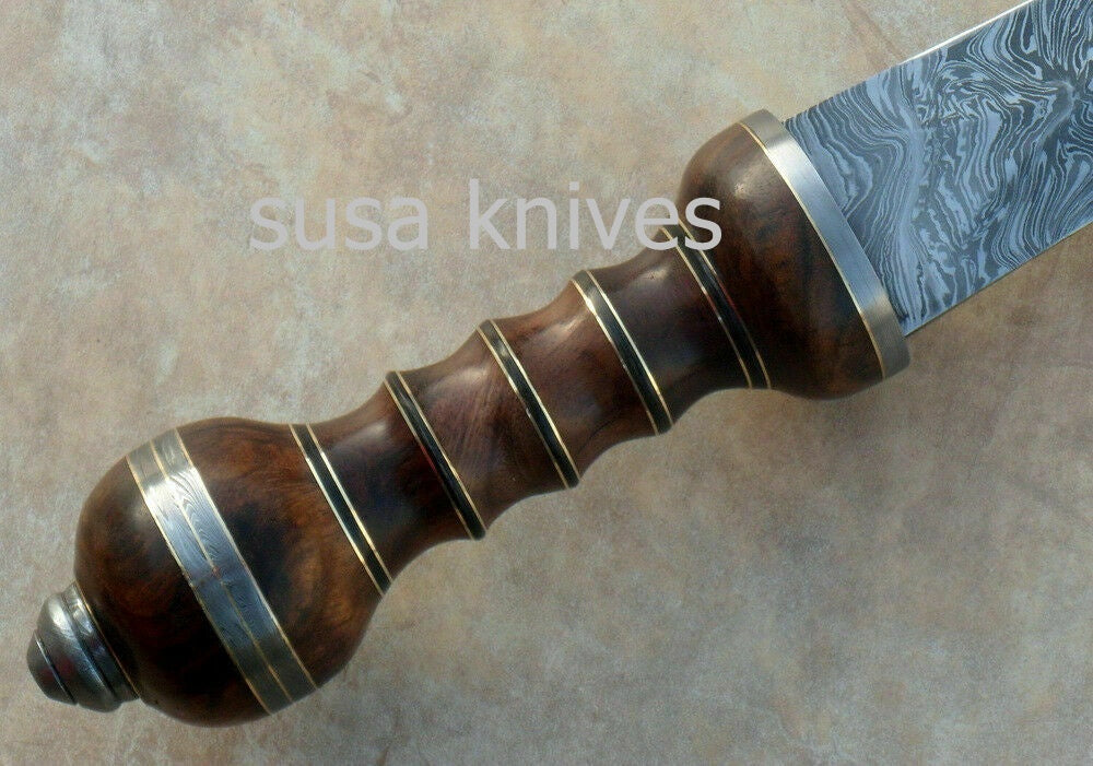 HANDMADE DAMASCUS STEEL GLADIUS SWORD KNIFE 29.50 INCHES WALNUT WOOD HANDLE - SUSA KNIVES