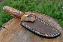Load image into Gallery viewer, HAND FORGED DAMASCUS STEEL Hunting Knife w/ Wood &amp; Brass Guard handle - SUSA KNIVES
