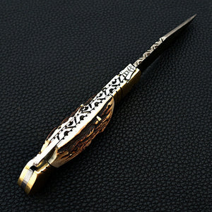 Hand Made Damascus Steel Folding/Pocket Knife Stag Horn Handle Back Lock - SUSA KNIVES