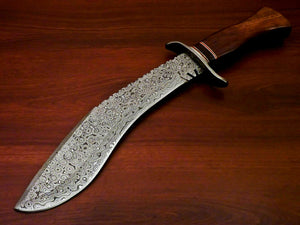 -Custom Handmade Damascus Kukri Knife [Sheath] Natural Wood Handle - SUSA KNIVES