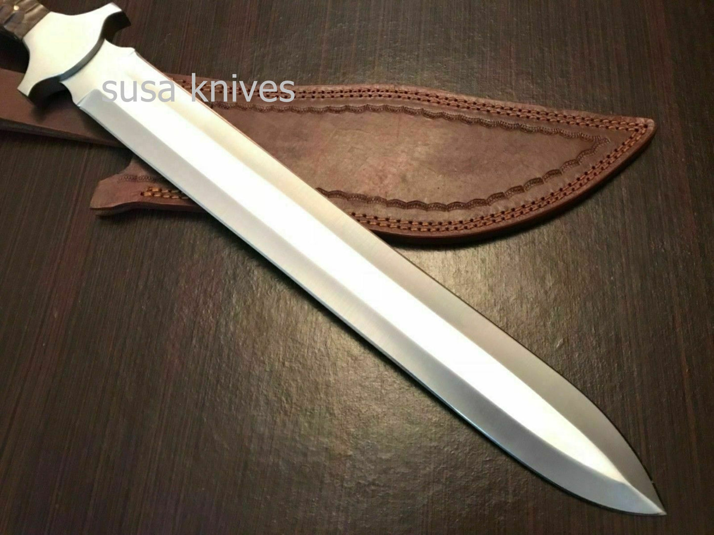 Custom Hand Made D2 STeel Beautiful Hunting Sword With Wood Handle - SUSA KNIVES