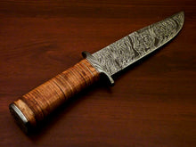 Load image into Gallery viewer, Amazing Custom Handmade Damascus Steel Hunting Knife |Sheath Leather Roll Handle - SUSA KNIVES
