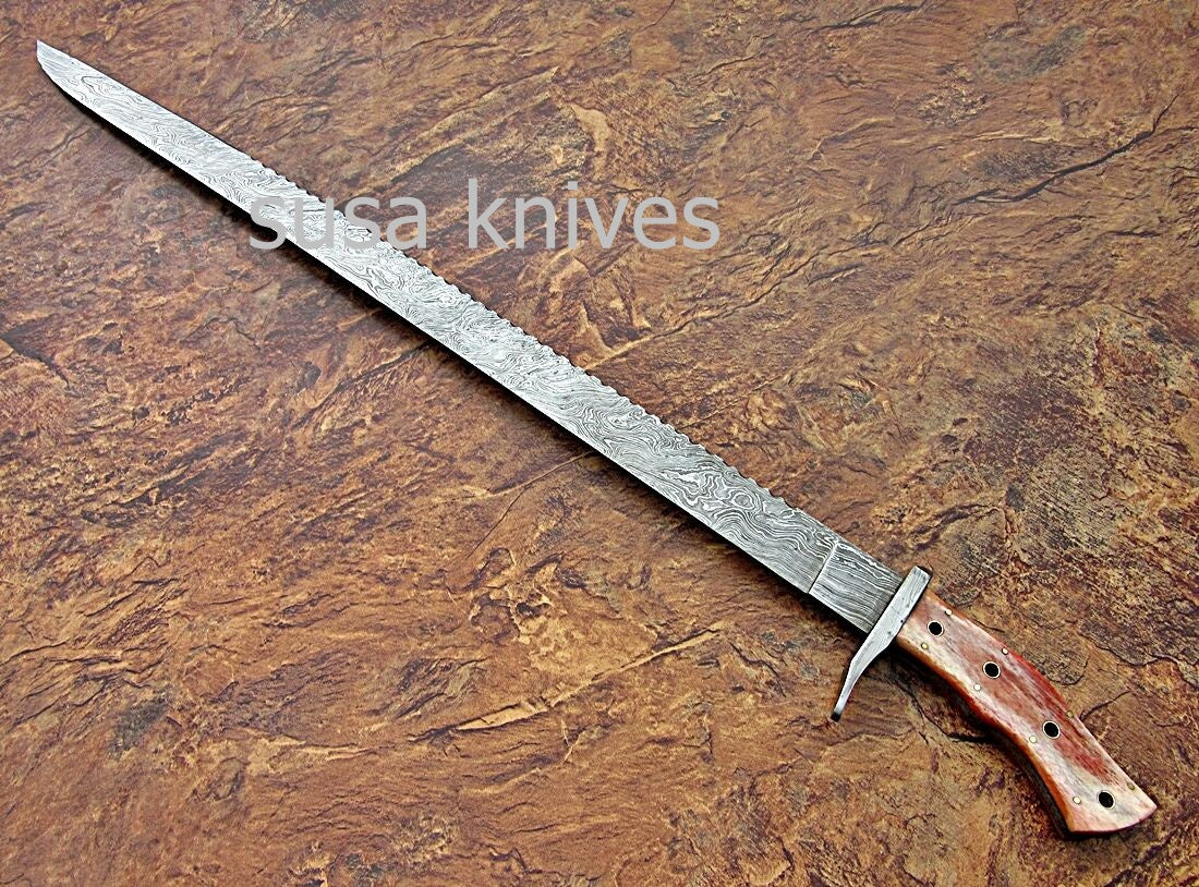 CUSTOM HAND MADE DAMASCUS STEEL HUNTING SWORD KNIFE. - SUSA KNIVES