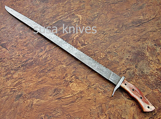 CUSTOM HAND MADE DAMASCUS STEEL HUNTING SWORD KNIFE. - SUSA KNIVES