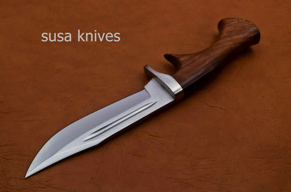 Handmade D2 Steenless Steel 11.00 Inches Bowie Knive Rose Wood Handle - SUSA KNIVES