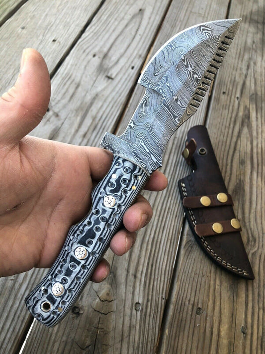 CUSTOM HAND FORGED DAMASCUS STEEL TRACKER Hunting KNIFE - SUSA KNIVES