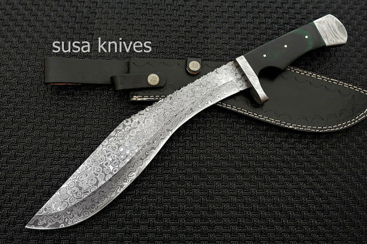 Custom Handmade Damascus Kukri Knife - SUSA KNIVES
