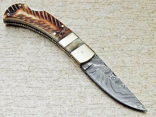 Over All Length = 8.5" Inches Approx  Handle Size = 4.5" Inches Approx  Blade Size = 4.0" Inches Approx  Hand Casted Brass Bolster   HANDLE MATERIAL- Stag Horn - SUSA KNIVES