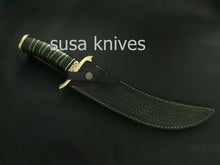 Load image into Gallery viewer, CUSTOM HANDMADE DAMASCUS STEEL ART/FANCY HUNTING KNIFE WITH LEATHER SHEATH - SUSA KNIVES
